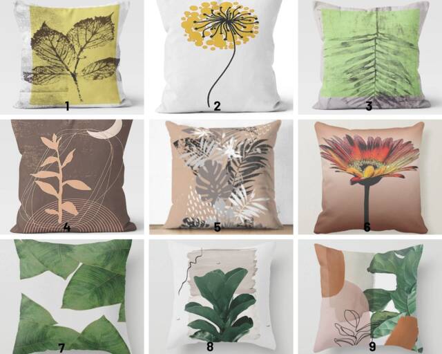 Flower Cushion Cover/Plants Throw Pillow Case/Decorative Modern Green Leaf Home Textile/Summer Trend Cover/Decorative Sofa - image 1