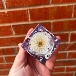 Resin Flower Preservation Tea Light Holder/Memorial Keepsake Funeral Flowers Wedding - thumbnail 2