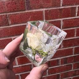 Resin Flower Preservation Tea Light Holder/Memorial Keepsake Funeral Flowers Wedding - thumbnail 3