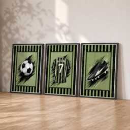 Green Football Print Set Of 3 - Personalised Kids Bedroom Prints, Soccer Poster Wall Art - thumbnail 2