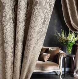 Luxury Beige Damask Curtains Vintage Bohemian Jacquard, Ready Made