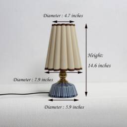 Handmade Khaki Fabric Lamp With Ceramic Base For Home Decor-9# - thumbnail 2
