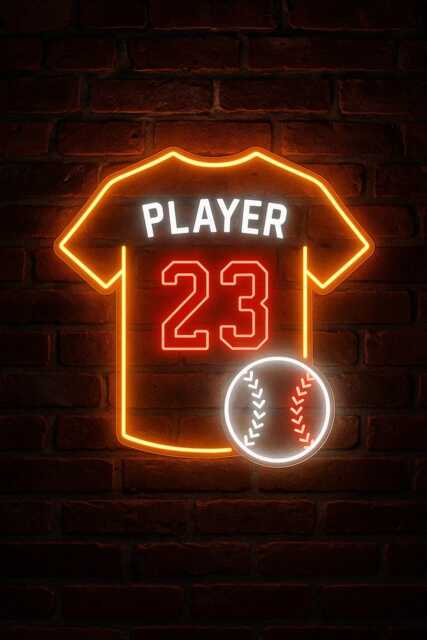 Custom Baseball Jersey Neon Sign, Wall Decor, Art, Nursery Lover Gift, Birthday Gift - image 1