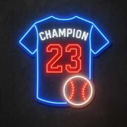 Custom Baseball Jersey Neon Sign, Wall Decor, Art, Nursery Lover Gift, Birthday Gift - thumbnail 2
