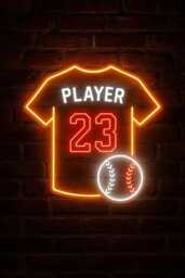 Custom Baseball Jersey Neon Sign, Wall Decor, Art, Nursery Lover Gift, Birthday Gift - thumbnail 1