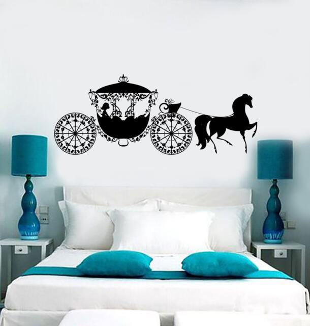 Wall Vinyl Decal Fairytale Fairy Carriage Fantasy Dream Princess Bedroom 1376Dz - image 1