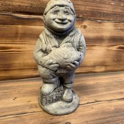 Stone Garden Fisherman Fish Man Ornament Statue - thumbnail 3