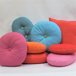 Bon-Bon 50 cm Orange Striped Oval Cushion - thumbnail 3