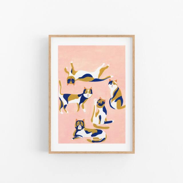 Calico Cat Art Print/Cats Illustration Baby Shower Gift Kids & Home Decor Nursery Bedroom - image 1