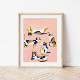 Calico Cat Art Print/Cats Illustration Baby Shower Gift Kids & Home Decor Nursery Bedroom - thumbnail 2