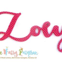 Crystalized Pink Nursery Room Wood Wall Letters, Baby Name Sign, Girls Decor Bedroom Art, Cursive Word Sign - thumbnail 2