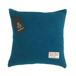 Harris Tweed Cushion Cover - Double Sided With Concealed Ykk Zip Kingfisher Blue 100% Wool All Sizes Available - thumbnail 1