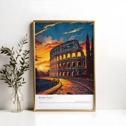 Rome Colosseum Sunset Poster Italy Landmark Wall Art - thumbnail 2