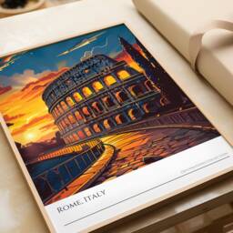Rome Colosseum Sunset Poster Italy Landmark Wall Art - thumbnail 3