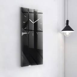 Dark Wall Pattern Horizontal Clock, Black Personalized Abstraction Modern Wall Tempered Glass Clock - thumbnail 3