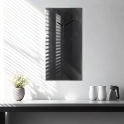 Dark Wall Pattern Horizontal Clock, Black Personalized Abstraction Modern Wall Tempered Glass Clock - thumbnail 2