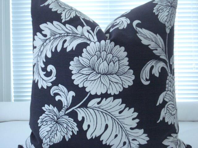 Both Sides Floral-Charcoal Decorative Pillow Cover, -Designer FabricBotanical Design -Grey Throw /Toss - image 1