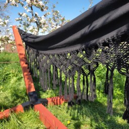 Ekru/Graphite Luxury Hammock With Macrame, Boho Brazilian Hammock, Premium Double Handmade, Cotton 150x280cm/59x110 - thumbnail 4