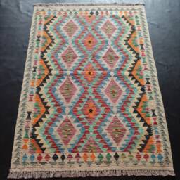 Kilim Rug Classic, Handmade Artisan Afghan Turkish Aztec Geometric Wool 161x118 cm - thumbnail 1