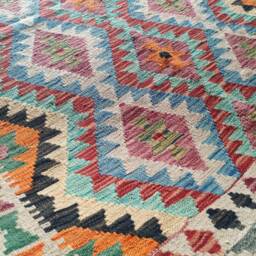 Kilim Rug Classic, Handmade Artisan Afghan Turkish Aztec Geometric Wool 161x118 cm - thumbnail 4