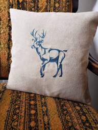 Buck Design, Embroidered Pillow Cover, Rustic, Cabin Style, Throw Woodland, Deer Hunter - thumbnail 1