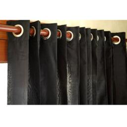 "Pair Of Black & Silver Curtain Panels 26""x84" - thumbnail 3