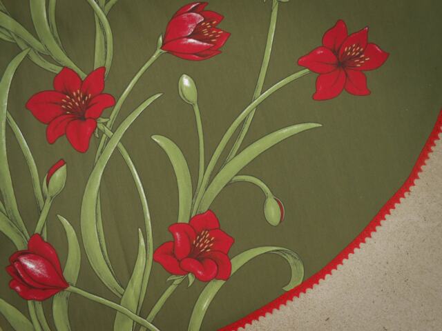 Christmas Home Decor Lilies Tree Skirt Xmas Holiday Swedish Ornament - image 1