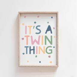 Twins Wall Art, Bedroom Decor, Sibling Prints, Pastel, Shared Bedroom, Brother Sister Playroom Prints - thumbnail 1