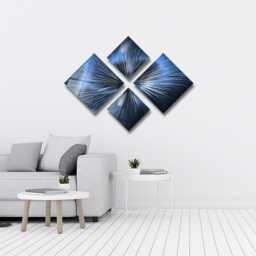 Navy Blue Metal Wall Art, Modern Set Of 4 Sculpture, Gallery Art Abstract Decor Hanging For Home - thumbnail 2