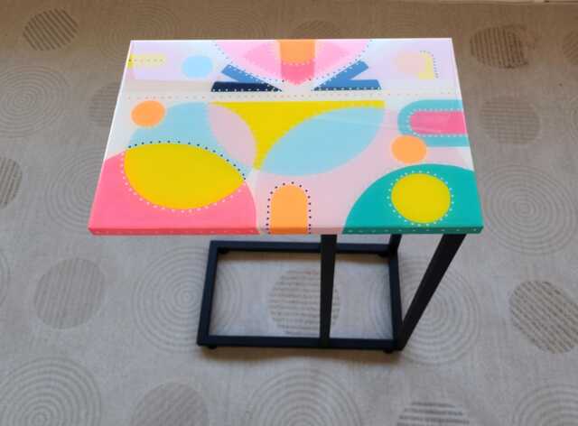 Handmade C-Shaped Epoxy Resin Coffee Table White Couch Side Table - image 1