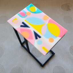 Handmade C-Shaped Epoxy Resin Coffee Table White Couch Side Table - thumbnail 2