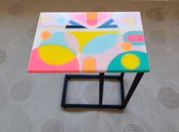 Handmade C-Shaped Epoxy Resin Coffee Table White Couch Side Table - thumbnail 1