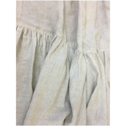A Pair Of Natural Linen Ticking Striped Curtains With Mermaid Long Ruffles, Extra Curtains, Country Curtains Cottage Style - thumbnail 2