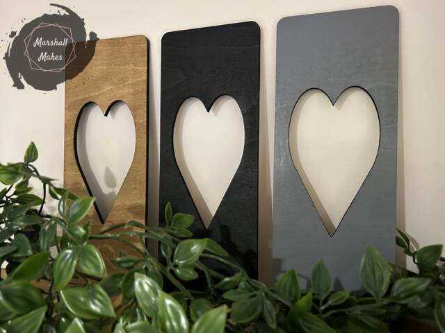 Wall Art Heart, Decorative Panel, Heart Hanging, Art, Decor, Rustic Wooden Set Of 3 - image 1