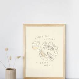 Oysters & Wine Wall Print - Summer Poster Fish Vino Art Food Drink Aesthetic Trendy Euro - thumbnail 3