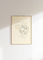 Oysters & Wine Wall Print - Summer Poster Fish Vino Art Food Drink Aesthetic Trendy Euro - thumbnail 1