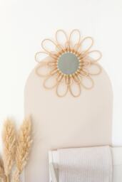 Large Bamboo Round Mirror, Boho Wicker Wall Decor, Nursery Decoration, Wood Framed Rattan Mirror - thumbnail 1