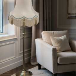 Traditional Cream Fabric Lampshade Handmade For Table & Floor Standard Lamp Bases, Wall Light Fixtures, Ceiling Fittings - thumbnail 3