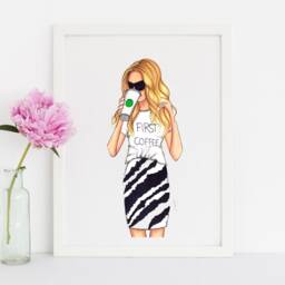 First Coffee - Fashion Print Illustration Art Mug By Melsy's Illustrations - thumbnail 3