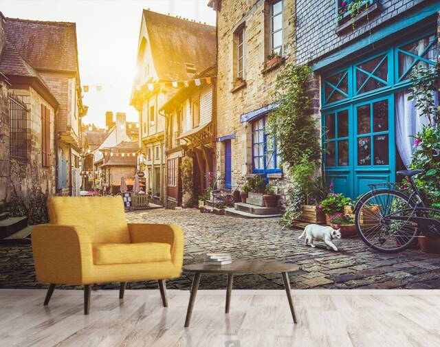 Old Town Alley Wallpaper Mural, Removable Peel & Stick Wall Decor - image 1