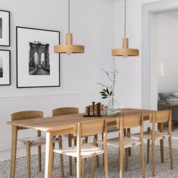 Kitchen Island Wood Pendant Light, Modern Japandi Dining Chandelier, Natural Oak Ceiling Lamp - thumbnail 3
