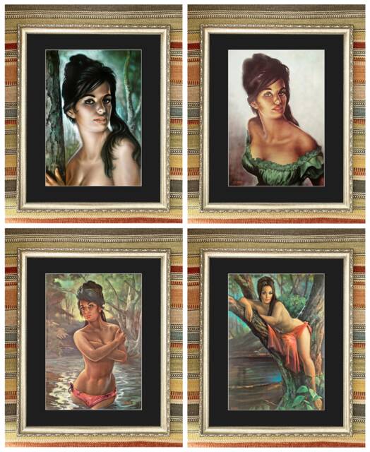 Jh Lynch - Tina Nymph Woodland Goddess Large Framed Vintage Kitsch Art Prints - image 1