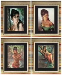 Jh Lynch - Tina Nymph Woodland Goddess Large Framed Vintage Kitsch Art Prints - thumbnail 1