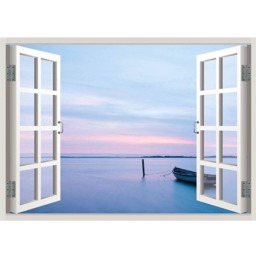 Ocean View Window 3D Wall Decal Art Removable Wallpaper Sky Landscape Mural Sticker Vinyl Home Decor - thumbnail 2
