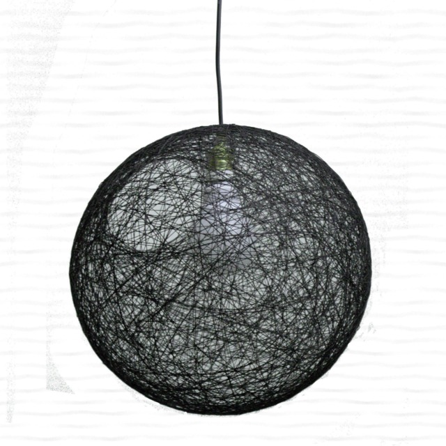Big Black Sphere Lighting Fixture, Pendant Light. Modern Pendant Lamp, . String Shadow Lamp. Black Light Fixture. Ceiling - 55cm-22 - image 1
