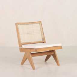 Easy Lounge Slipper Chair - Teak & Handwoven Rattan - thumbnail 3