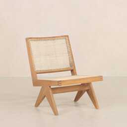 Easy Lounge Slipper Chair - Teak & Handwoven Rattan - thumbnail 1