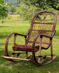 Handmade Wicker Rocking Chair, Natural Rattan Rocking Chair, Willow Lounge Housewarming Gift, Outdoor Patio Chair - thumbnail 1