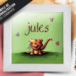 Square Frame With Illustration Giraffe & Zebra Jungle For Baby Child's Room 25x25cm - thumbnail 2