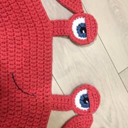 Crab Rug Kid's Mat Nursery Nautical Style Knitted Crab Crocheted Baby Room Sea Creatures Orange - thumbnail 3